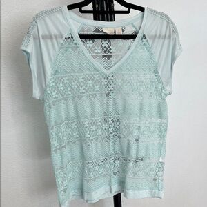 Chico’s Light Blue Lace Top size 1 (Medium)